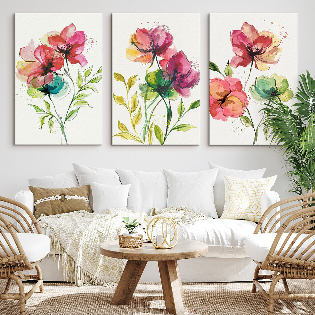 Bloemencollage in een interieur