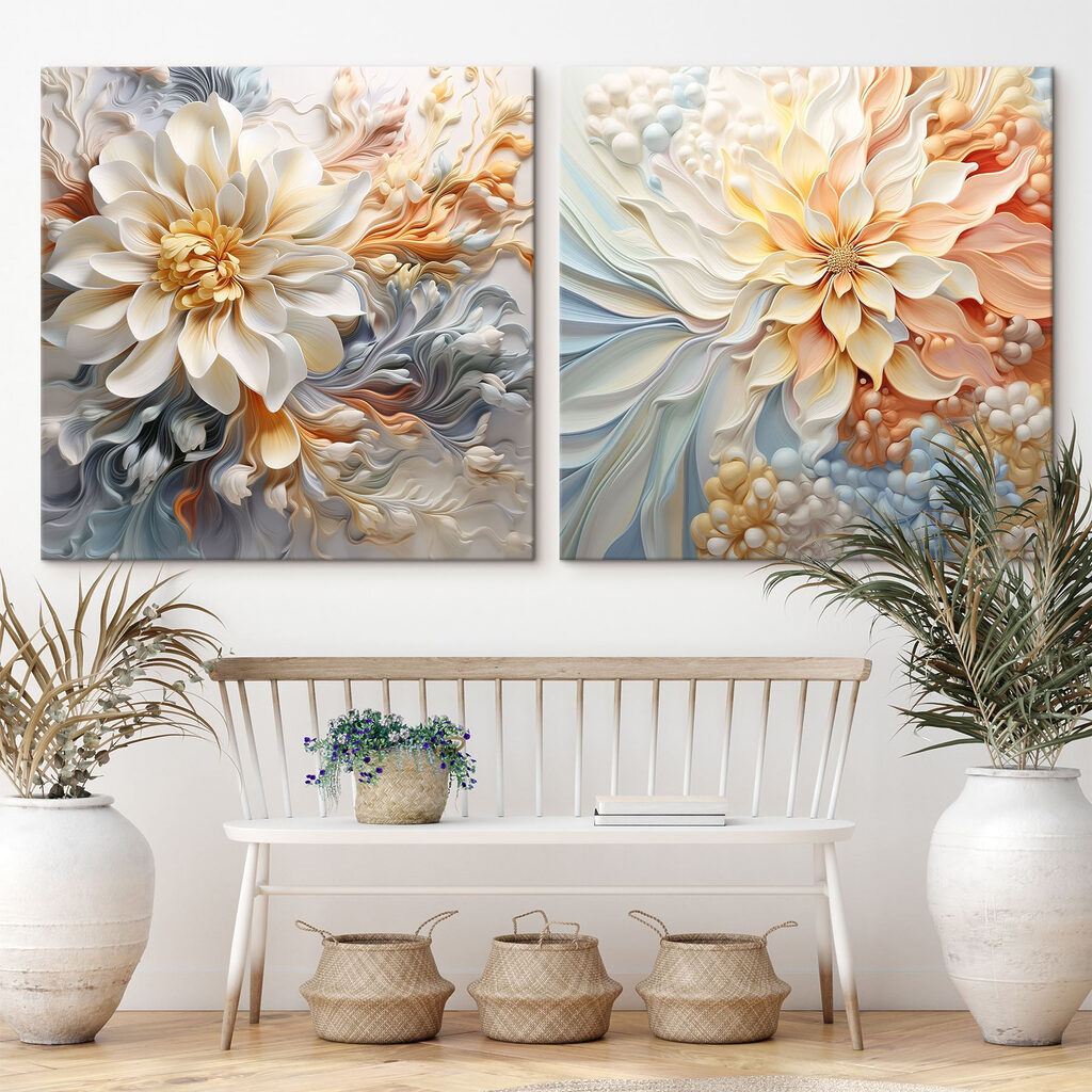 - Elegante bloemen in zachte pasteltinten — interieur 1