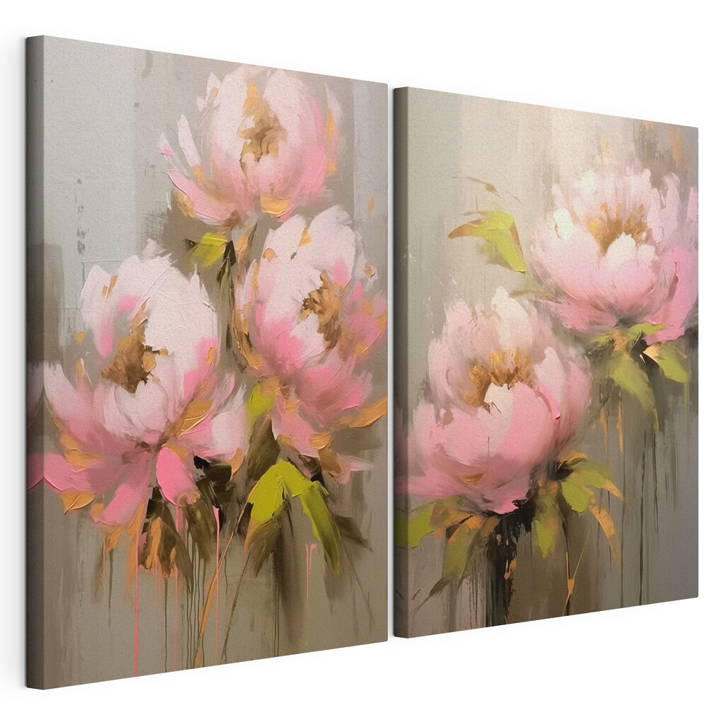 Schilderij van bloemen op een grijze achtergrond — productweergave