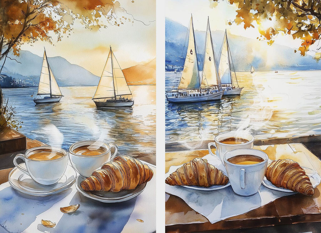 Koffie bij de zeilboten — volledig ontwerp