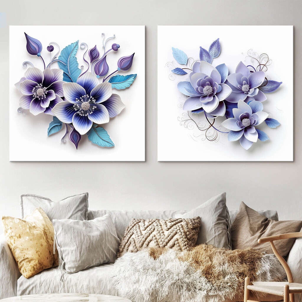 Bloemencollage in een interieur