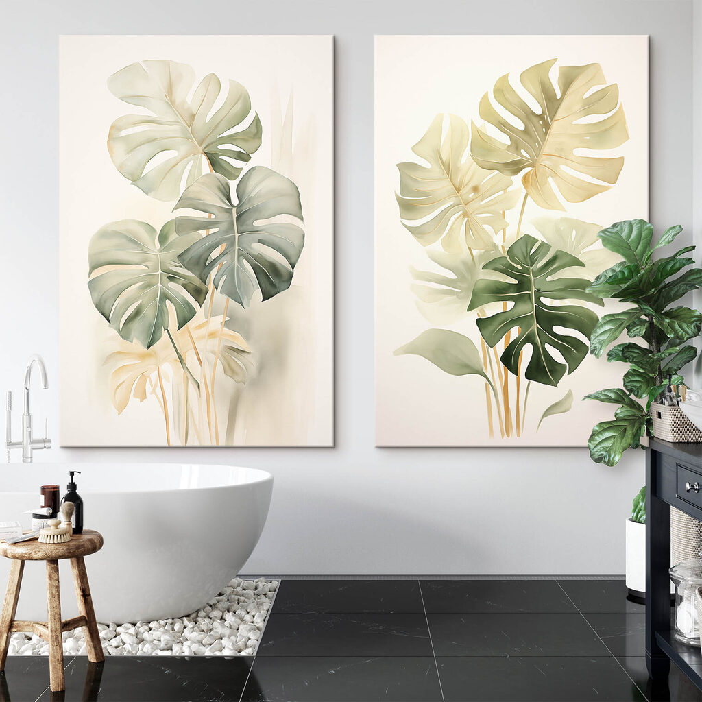 Schilderij van een plant in een interieur