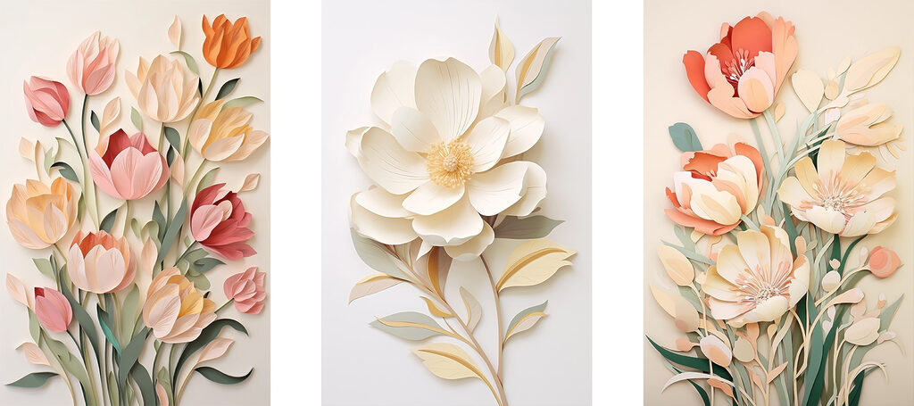 Collage van papieren bloemen — volledig ontwerp