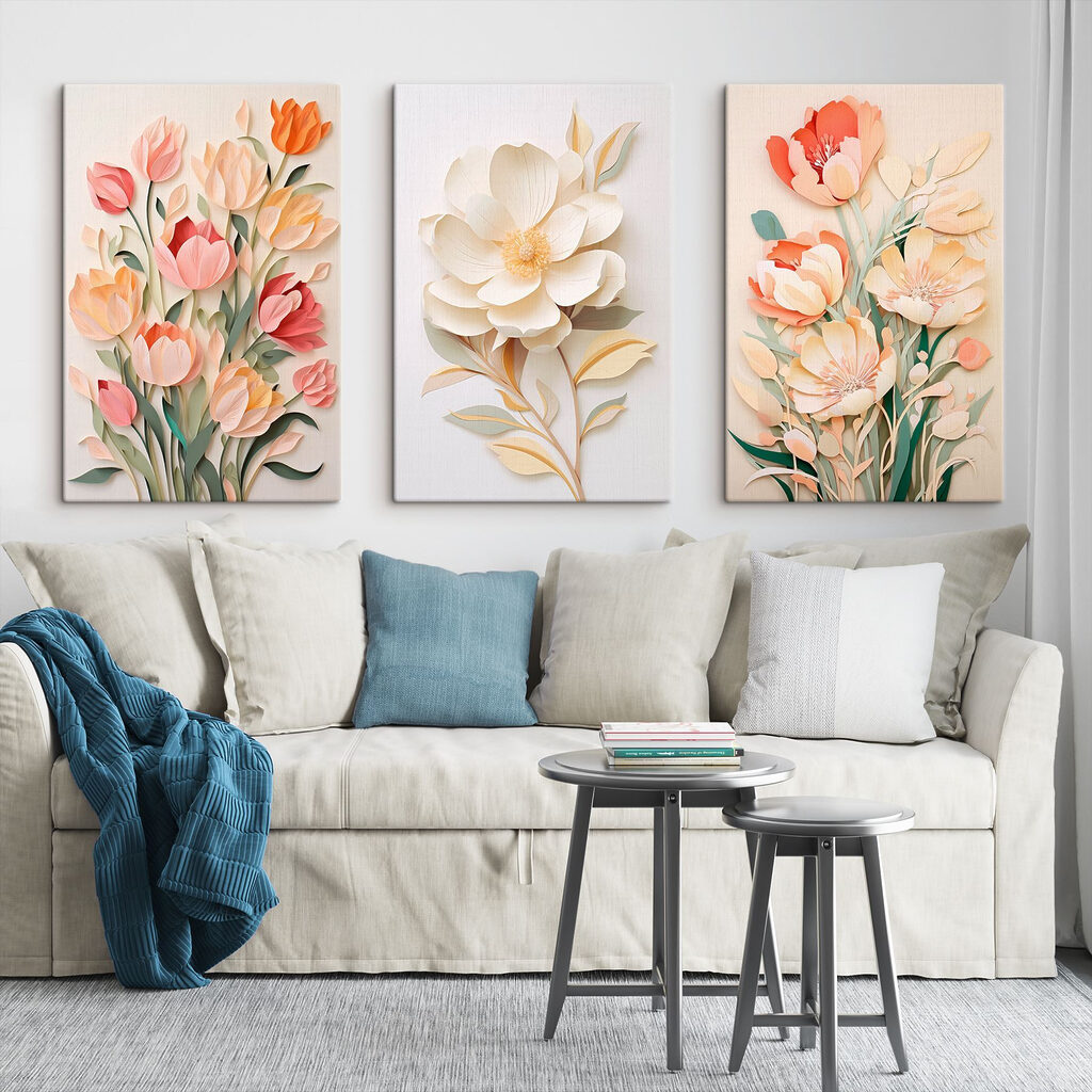 Collage van papieren bloemen — interieur 2