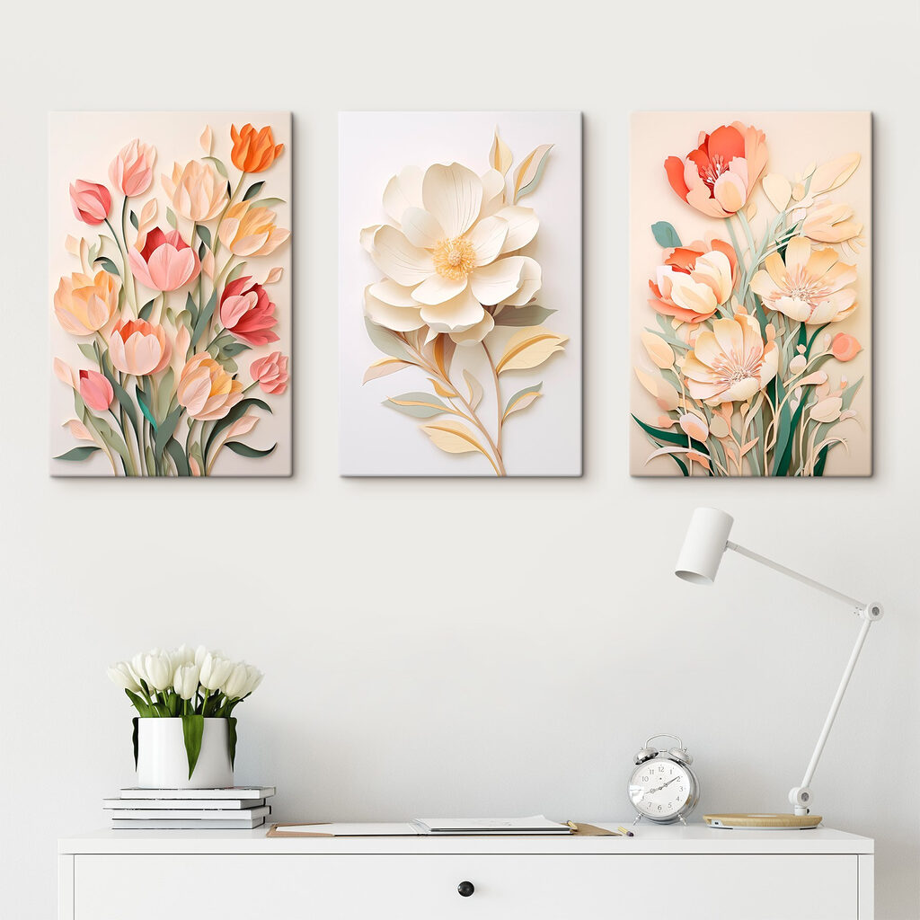 Collage van papieren bloemen — interieur 1
