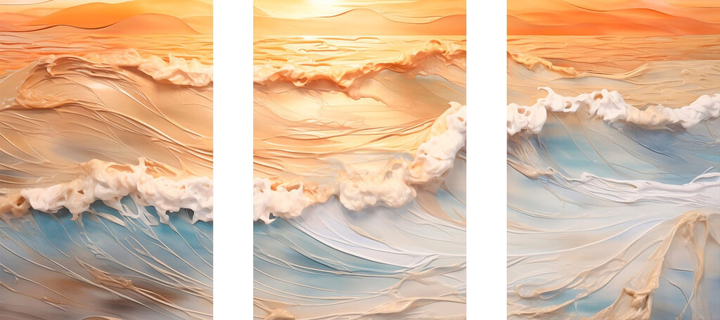 Rustige golven aan de rand van de zonsondergang — volledig ontwerp