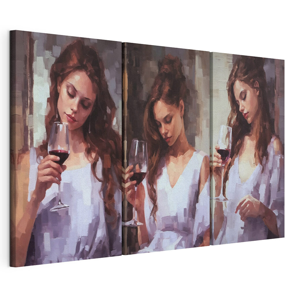 Collage van een vrouw met een wijnglas in haar hand — productweergave