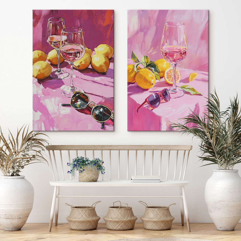 Schilderij van wijnglazen en citroenen — interieur 2