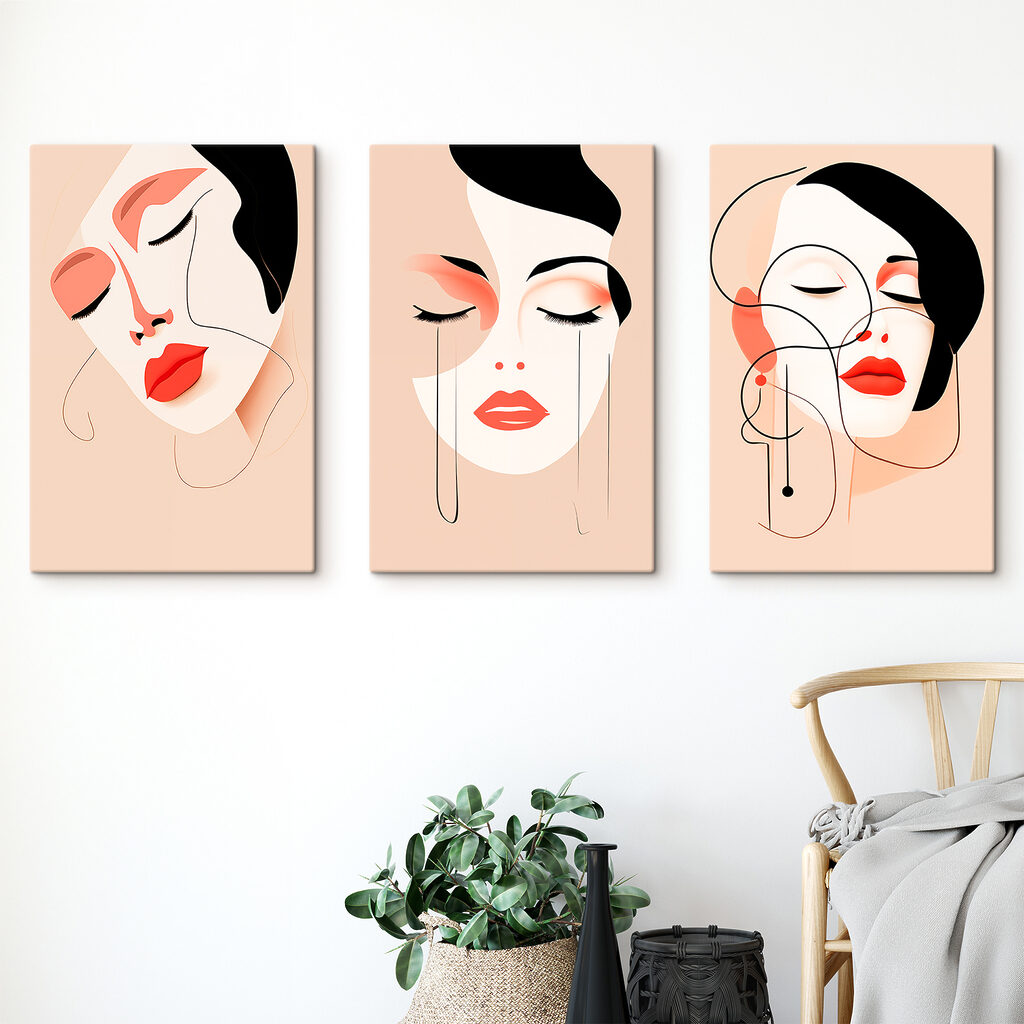 Collage van gezichten van vrouwen — interieur 2