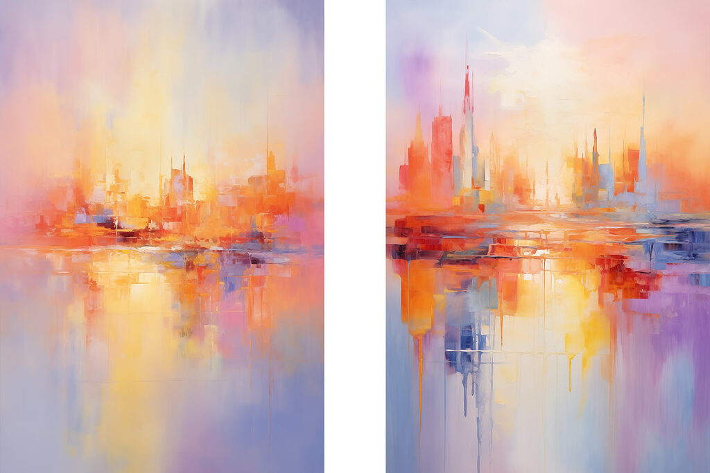 Schilderij van een stad — volledig ontwerp