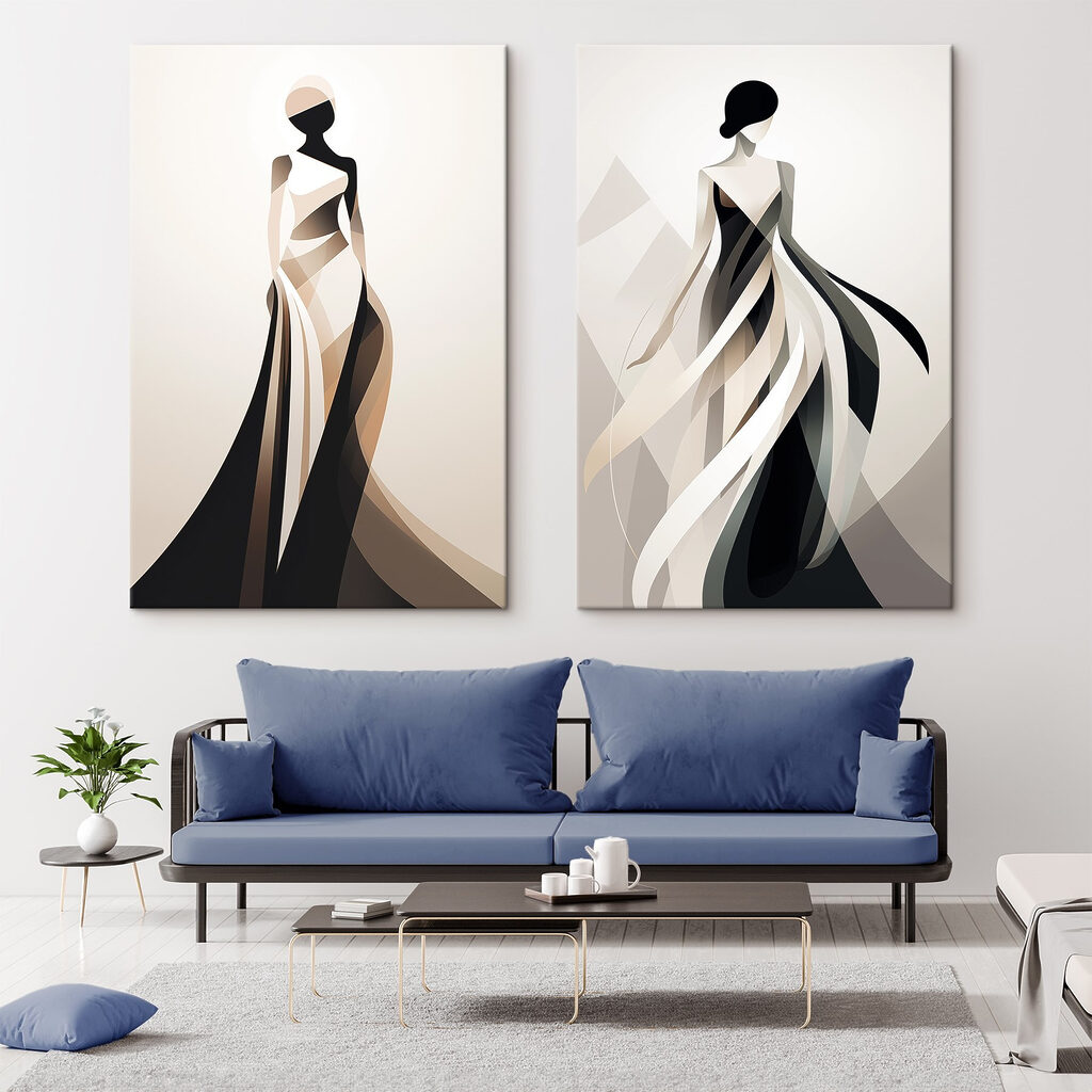 Vrouw in een jurk in een interieur