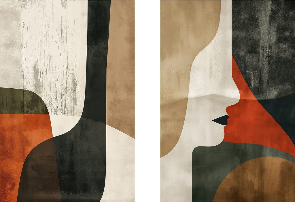 Een paar posters met gezichten van vrouwen — volledig ontwerp