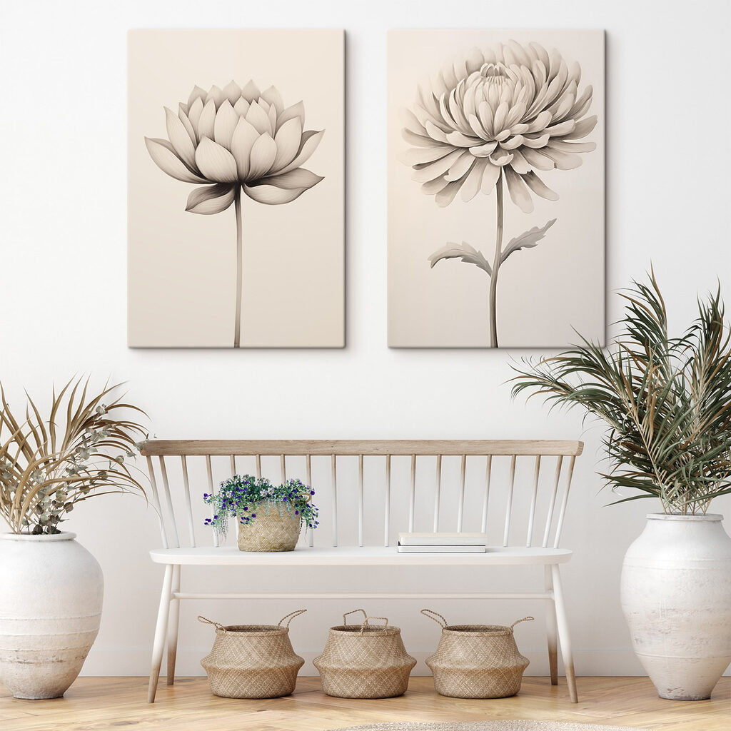 Verfijnde bloemen in zachte tinten — interieur 1