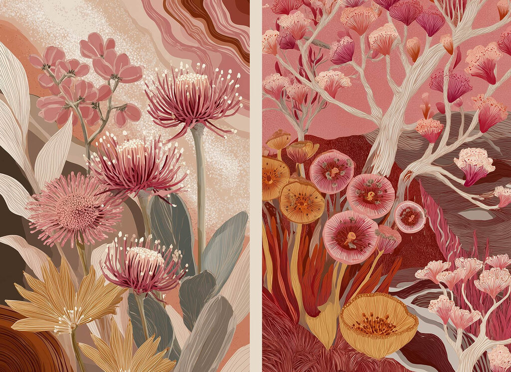 Twee foto's van bloemen — volledig ontwerp