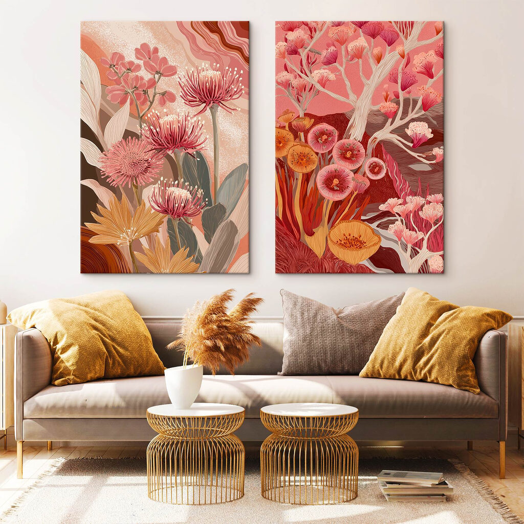 Twee foto's van bloemen — interieur 1