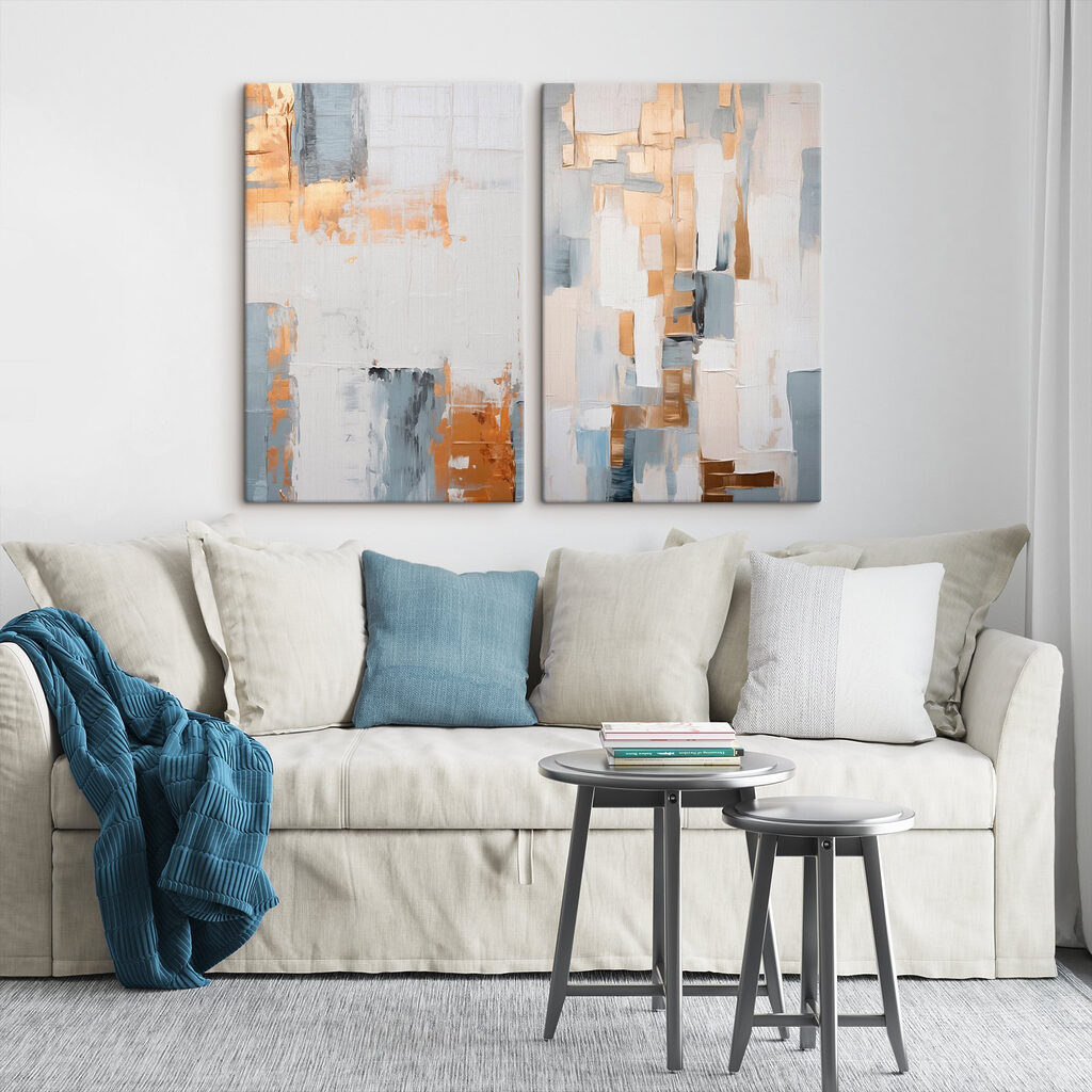 Twee schilderijen in verschillende kleuren — interieur 1