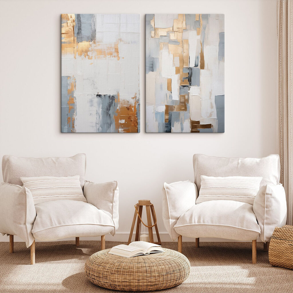 Twee schilderijen in verschillende kleuren — interieur 2