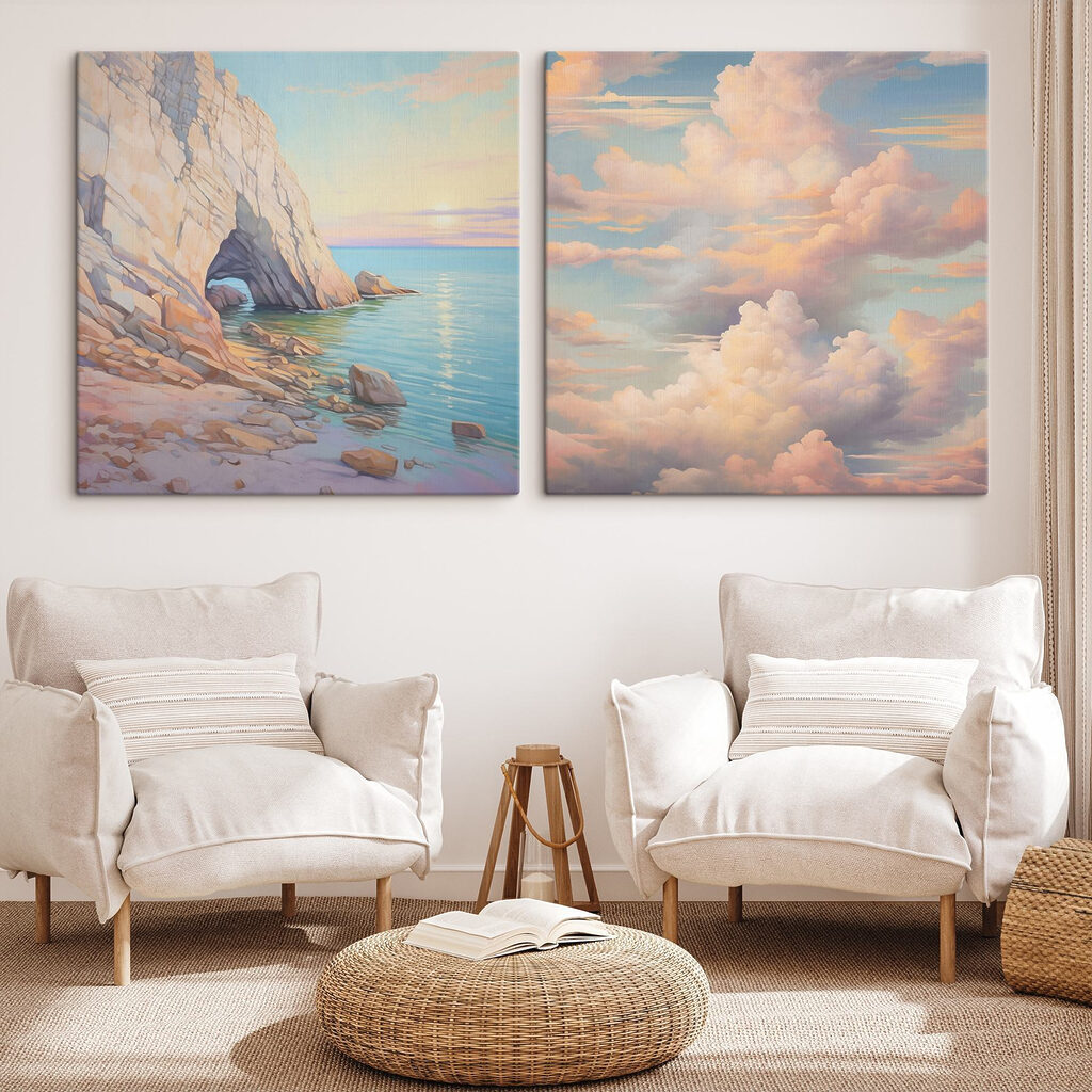 Schilderij van een strand en een rotsachtige kust — interieur 2