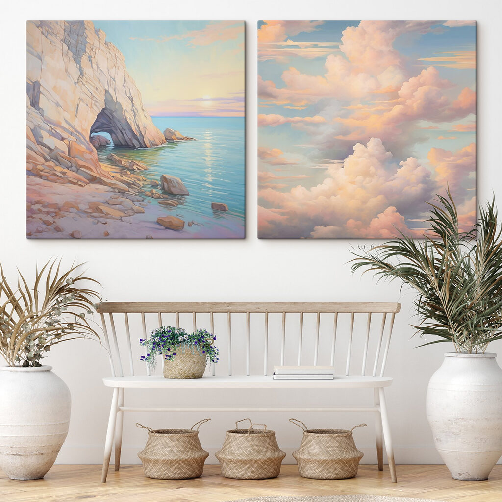 Schilderij van een strand en een rotsachtige kust — interieur 1