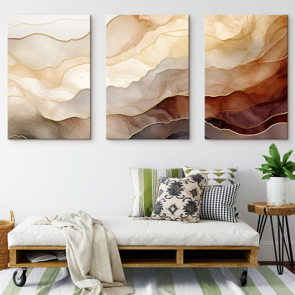 Verzameling kunstwerken in een interieur
