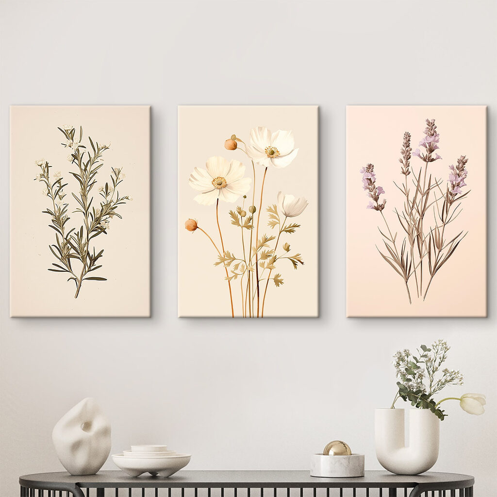 Schilderij van witte bloemen — interieur 1
