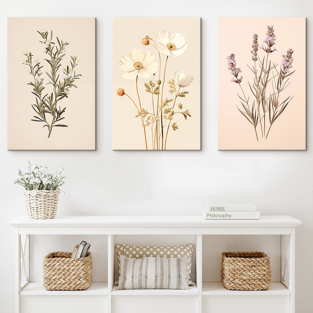 Schilderij van witte bloemen — interieur 2