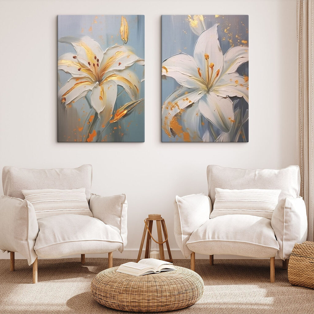 Schilderij van witte bloemen — interieur 2