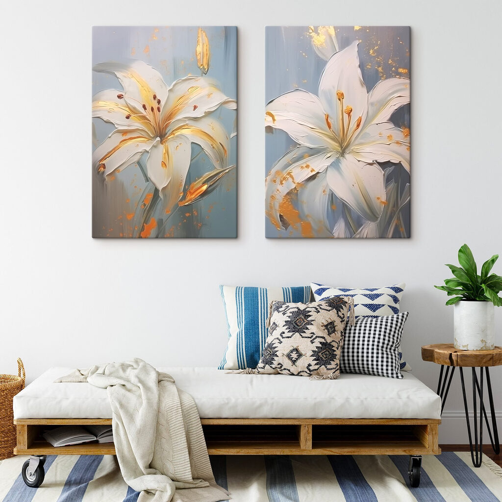 Schilderij van witte bloemen — interieur 1