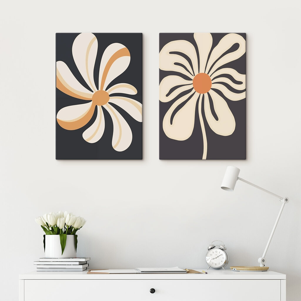 Opvallende bloemmotieven in warme tinten — interieur 2