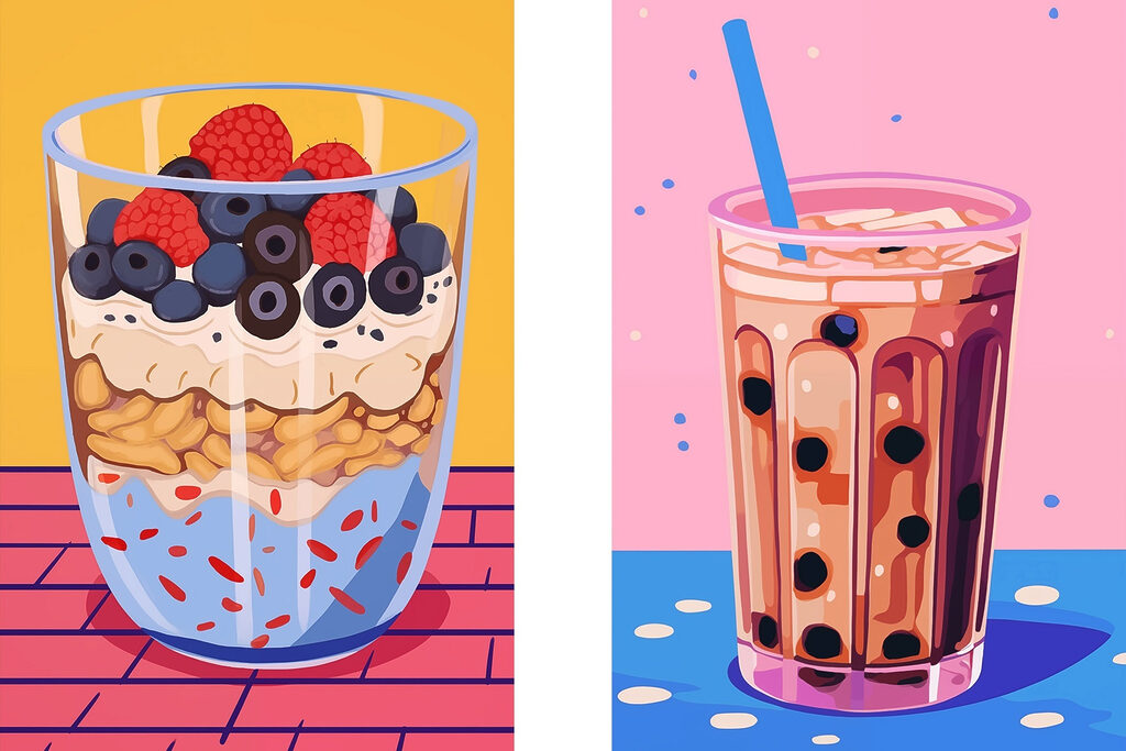 Twee kopjes eten — volledig ontwerp