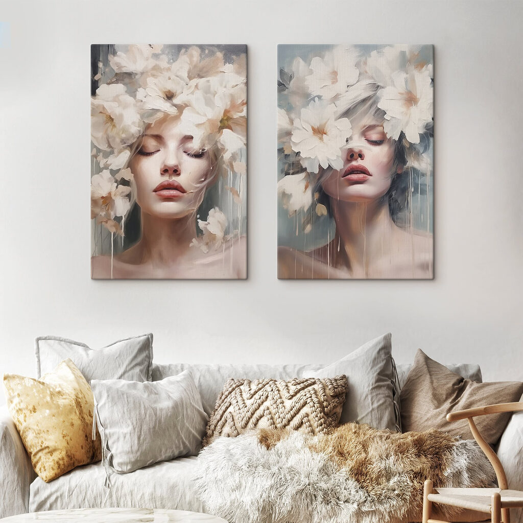 Vrouw met bloemen in haar haar — interieur 2