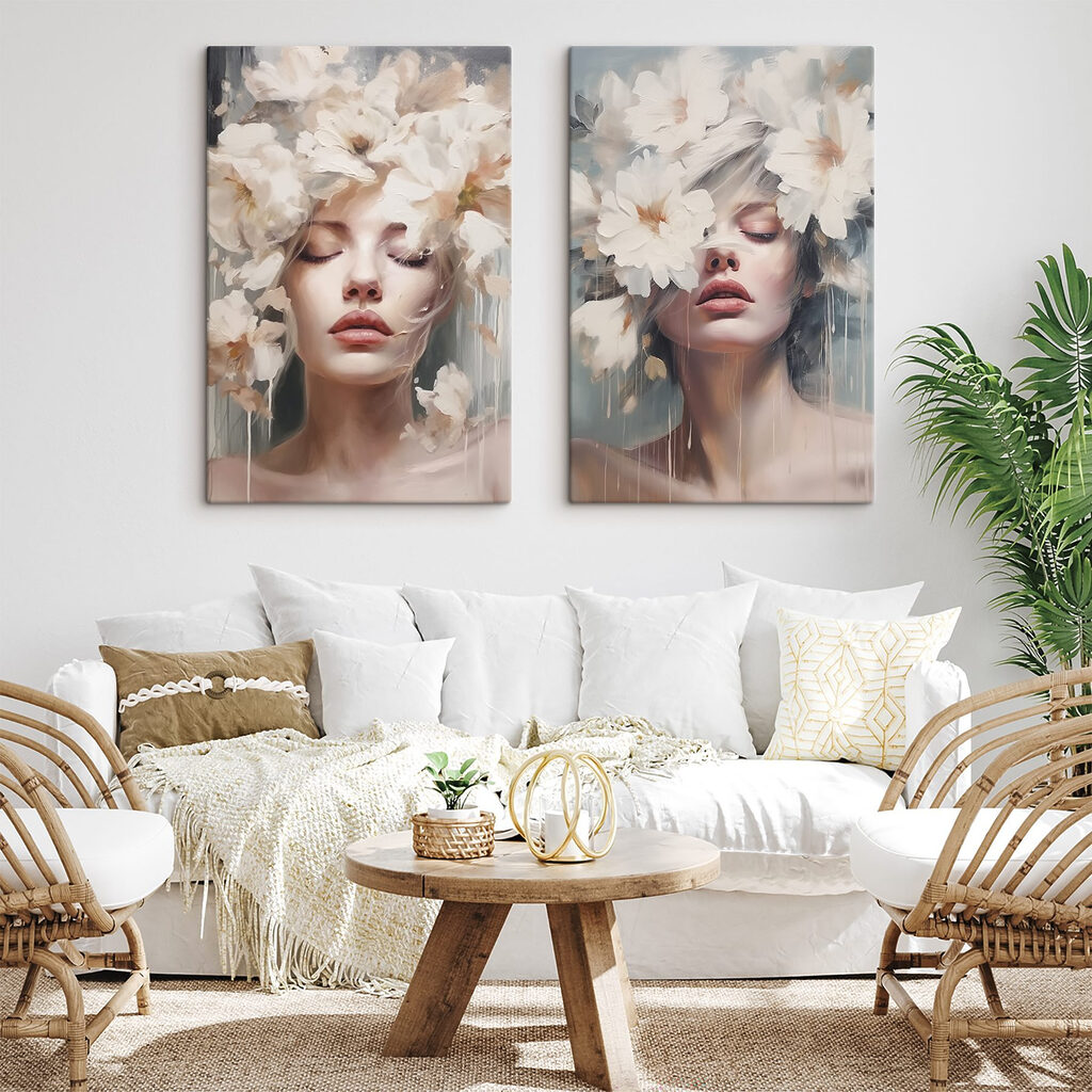 Vrouw met bloemen in haar haar — interieur 1