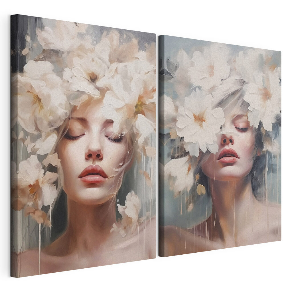Vrouw met bloemen in haar haar — productweergave