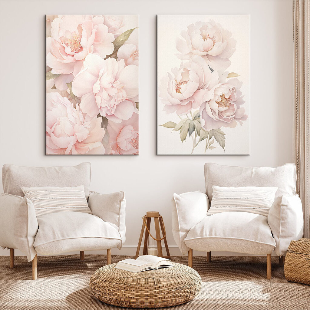 Zachte bloemen in subtiele pasteltinten in een interieur