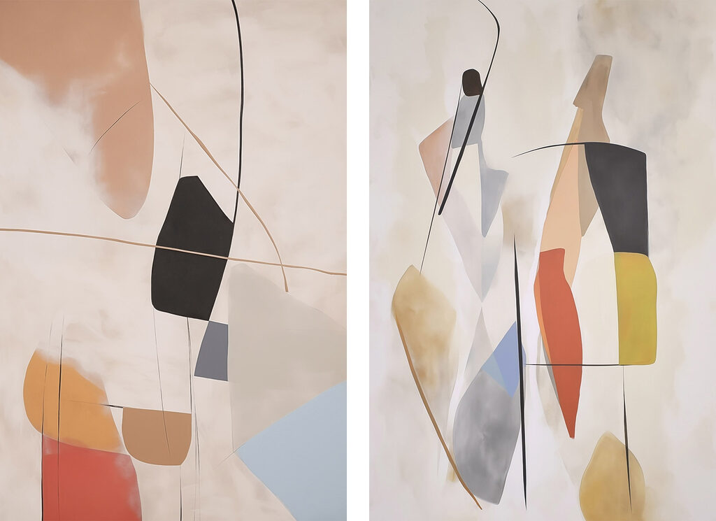 Abstracte vormen in zachte tinten — volledig ontwerp