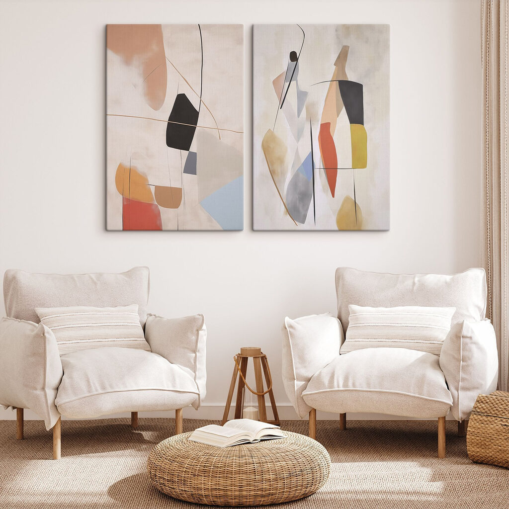 Abstracte vormen in zachte tinten — interieur 1