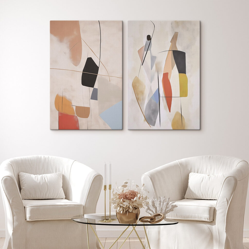 Abstracte vormen in zachte tinten — interieur 2