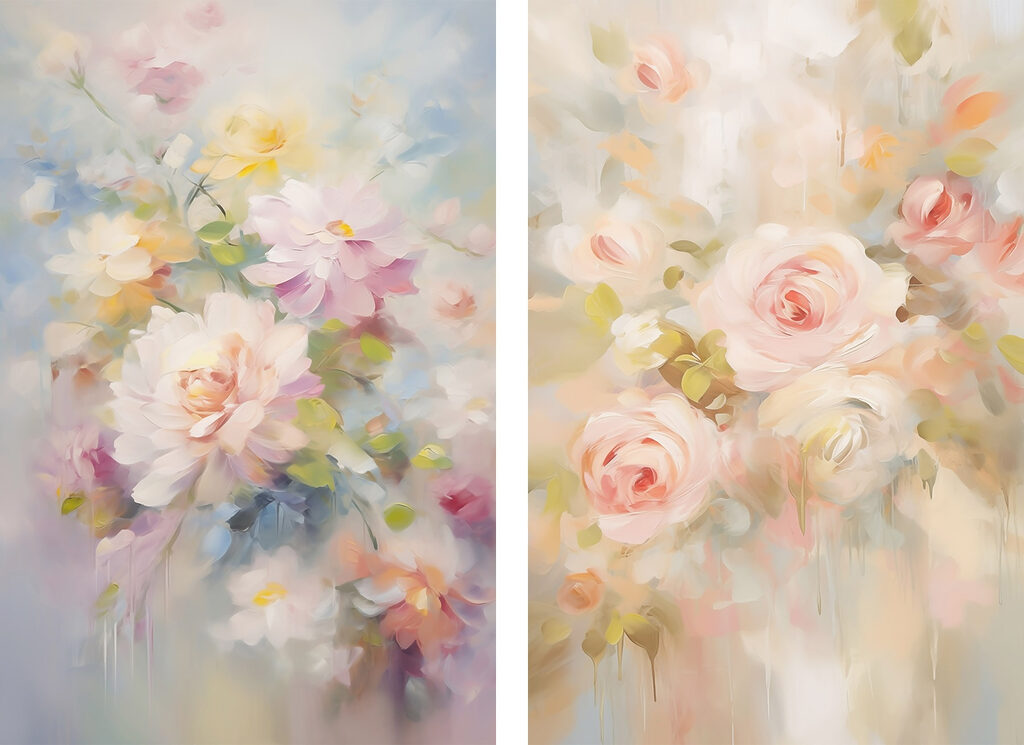 Schilderij van bloemen op een witte ondergrond — volledig ontwerp