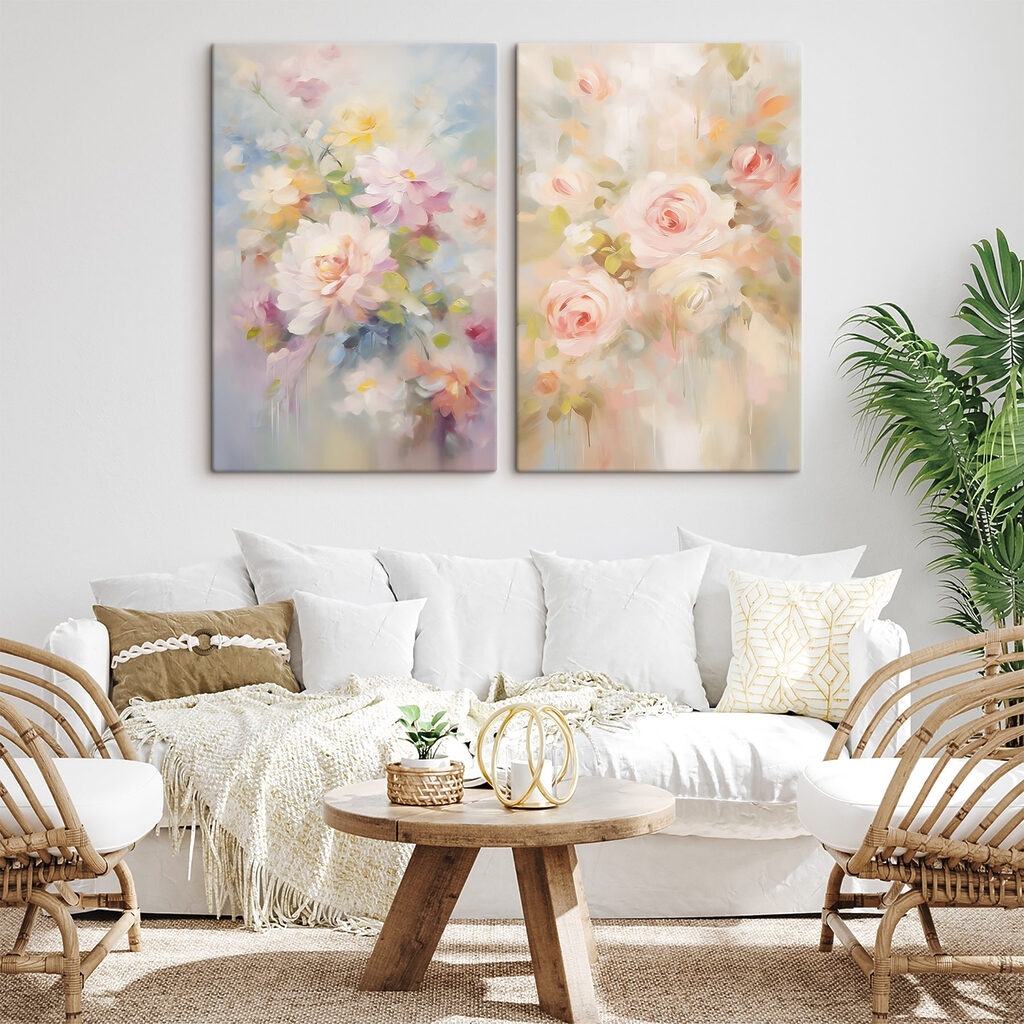 Schilderij van bloemen op een witte ondergrond — interieur 2