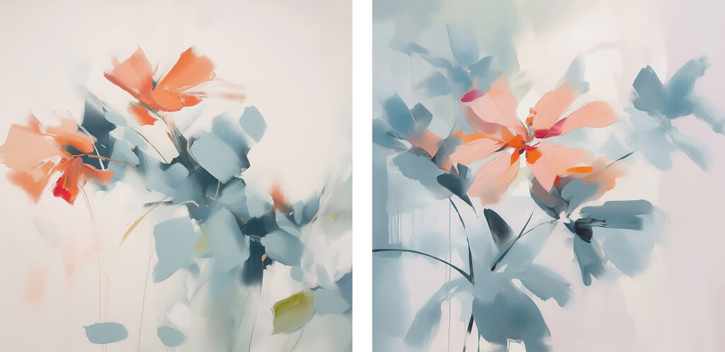 Schilderij van bloemen en bladeren — volledig ontwerp