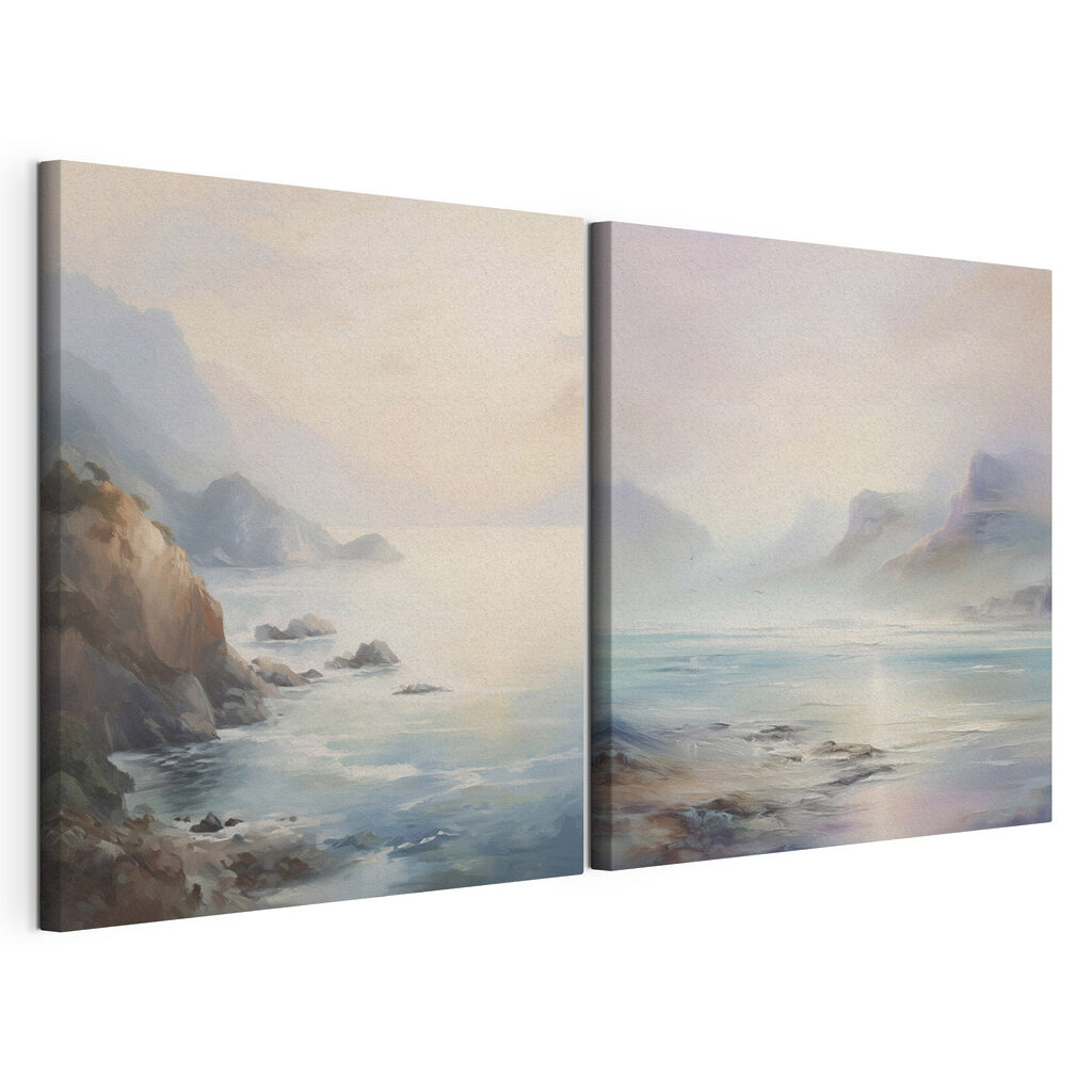 Schilderij van een strand en een rotsstrand — productweergave