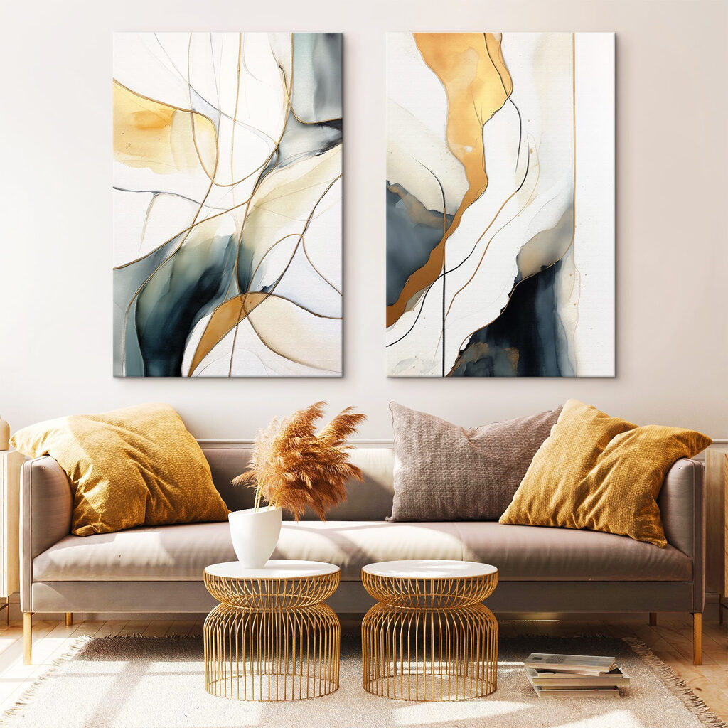 Twee schilderijen in verschillende kleuren — interieur 2