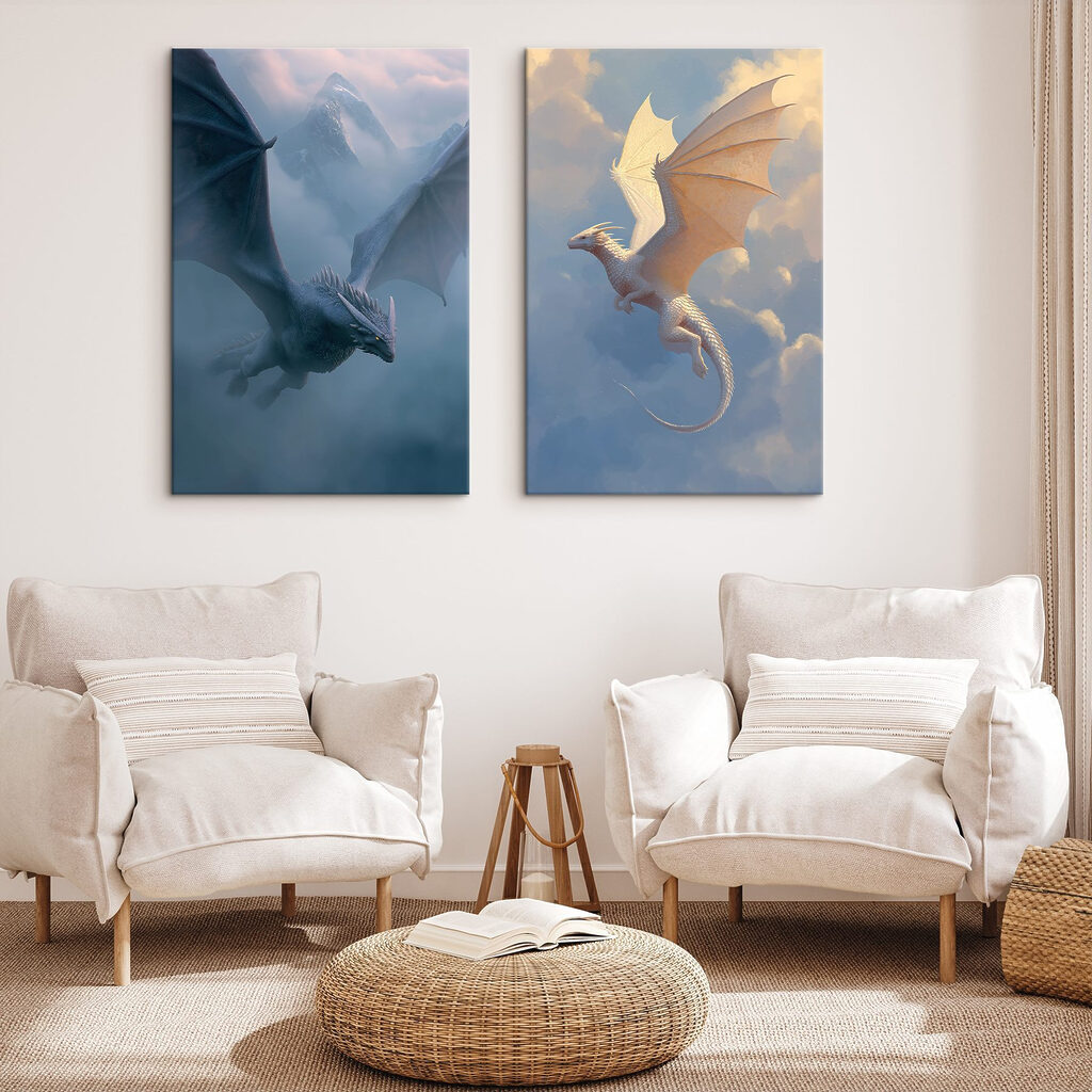 Collage van draken die door de lucht vliegen — interieur 1