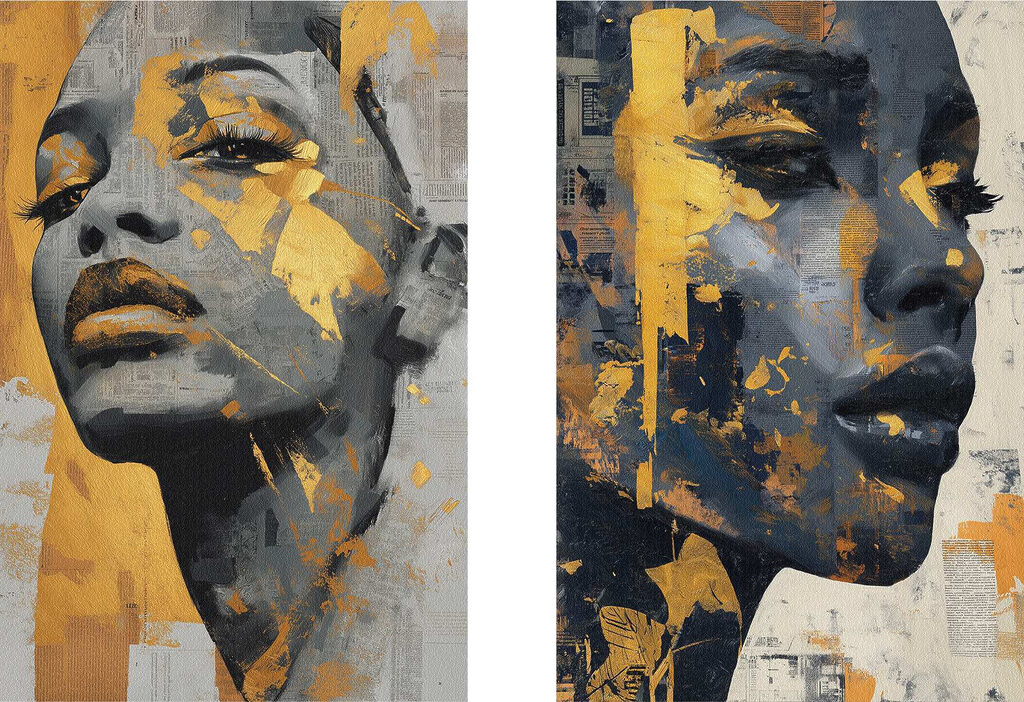 Collage van het gezicht van een vrouw — volledig ontwerp