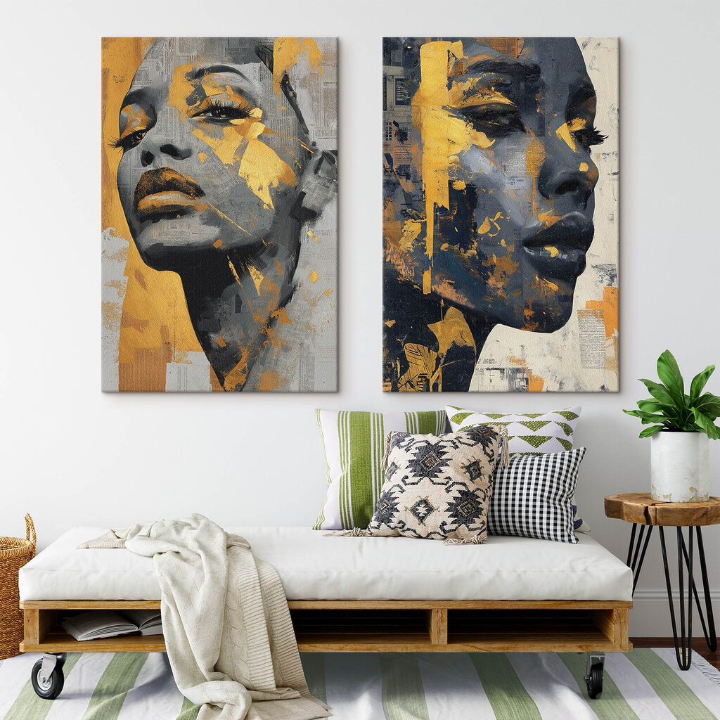Collage van het gezicht van een vrouw — interieur 1