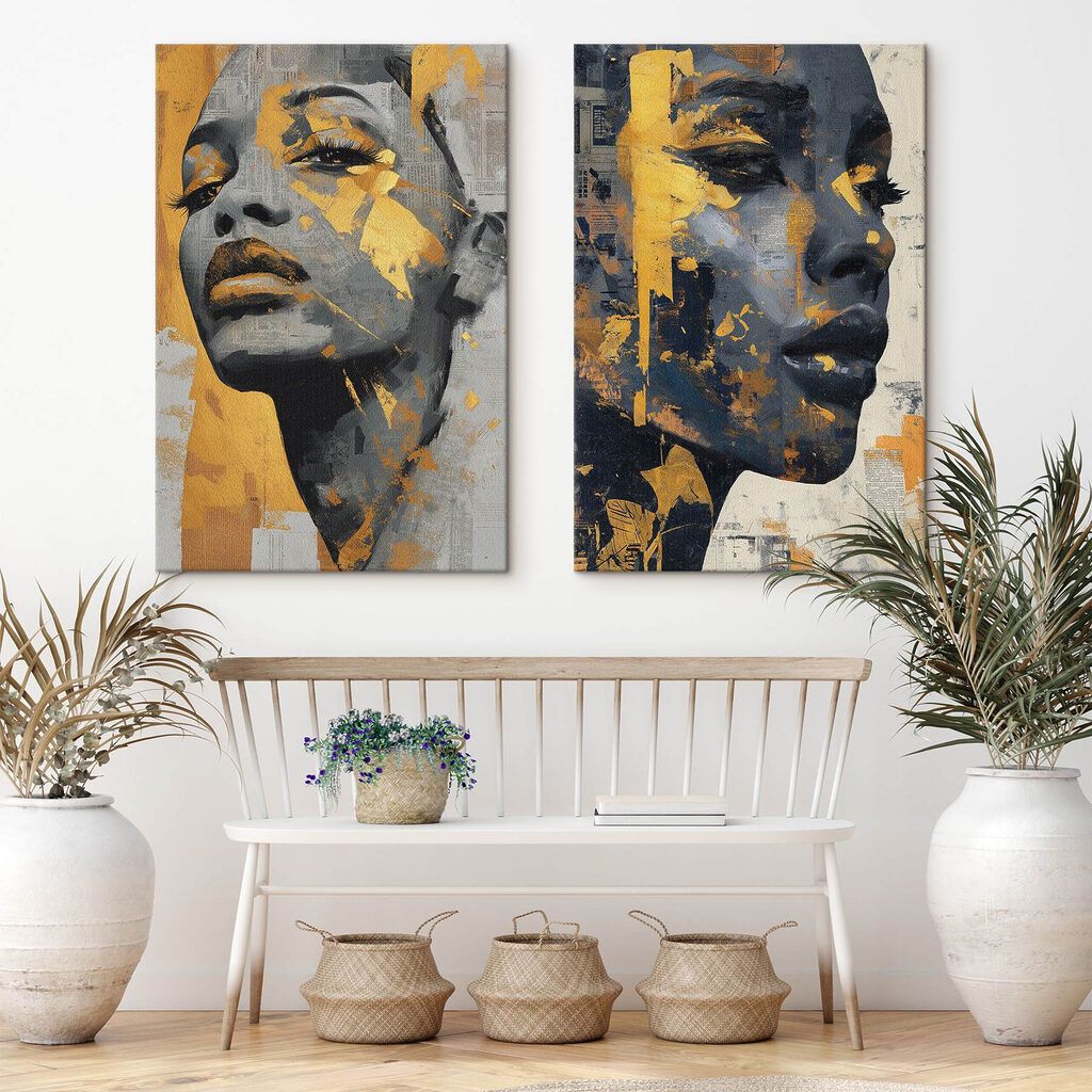 Collage van het gezicht van een vrouw — interieur 2