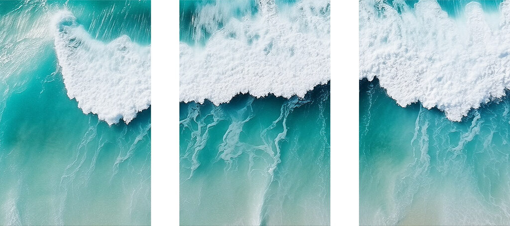 Golven die dansen op het turquoise water — volledig ontwerp