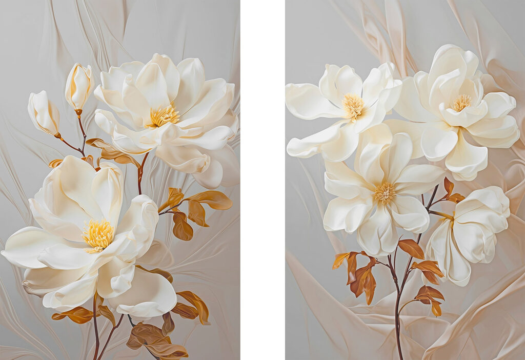 - Elegante bloesems in zachte tinten — volledig ontwerp