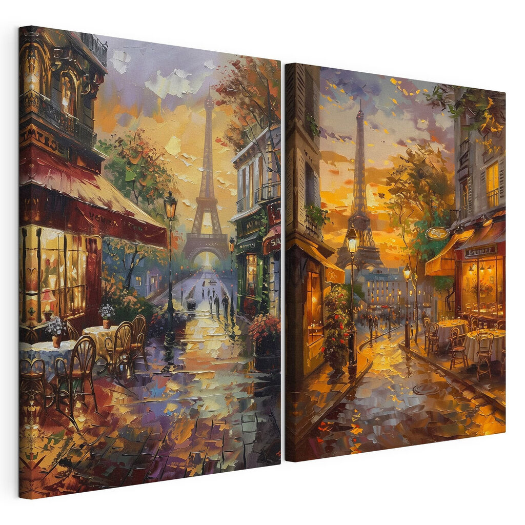 Schilderij van een straat met op de achtergrond een toren — productweergave