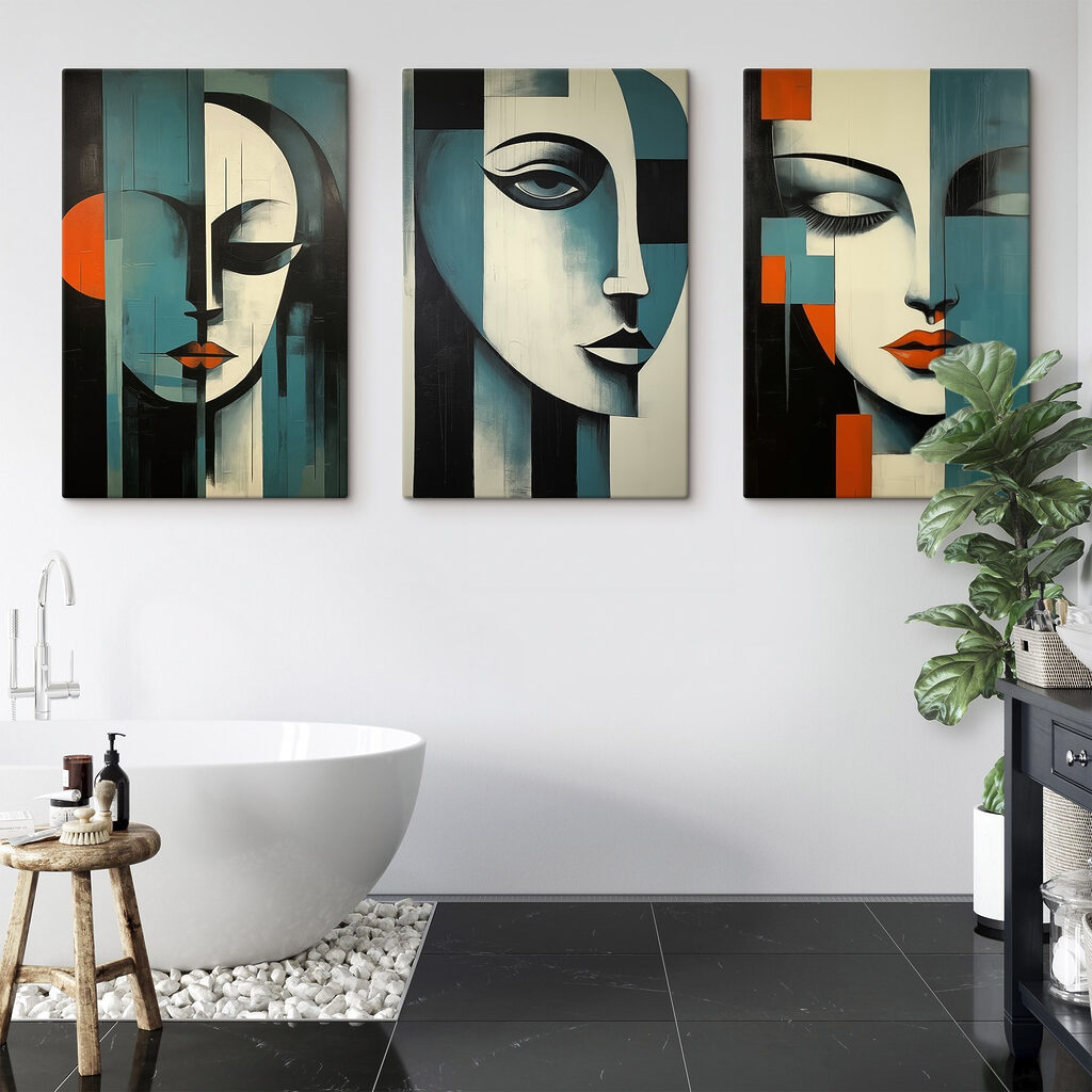 Collage van schilderijen van het gezicht van een vrouw — interieur 2